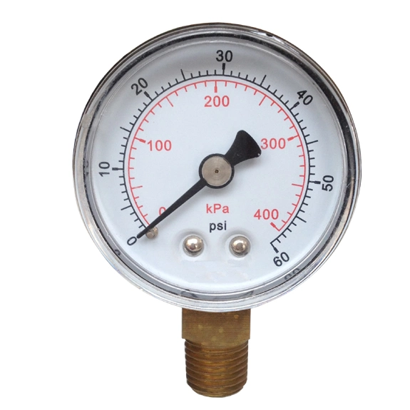 50mm Plastic Case Brass Connection Bottom Thread Type Pressure Gauge